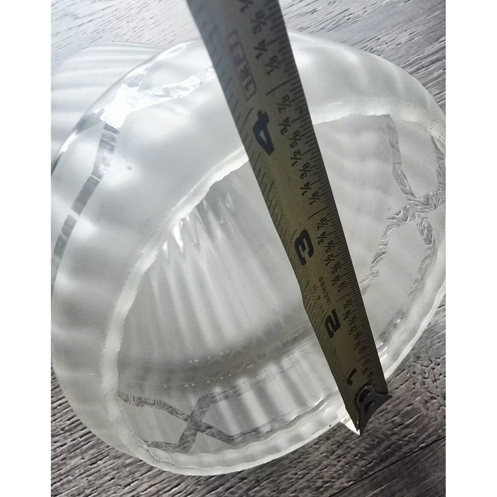 Vintage Art Deco Frosted Swirll Glass Light Lamp Shade Ribbed Flared 2” Fitter